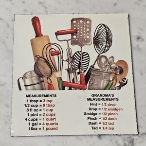 Magnetic Kitchen Measurements Tin sign, size 6.5” x 6”